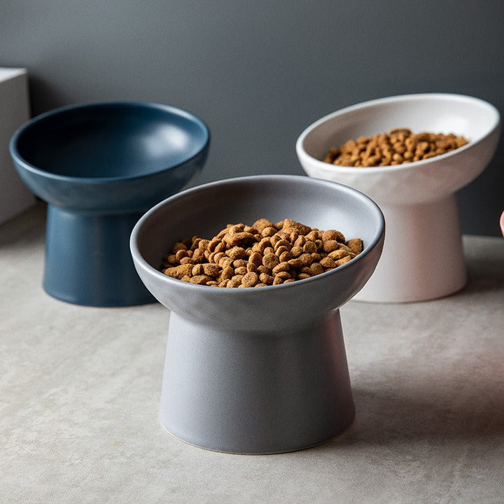 Nordic Tilted Cat Bowl | Ceramic Raised Feeder | Ergonomic Design | Easy Clean