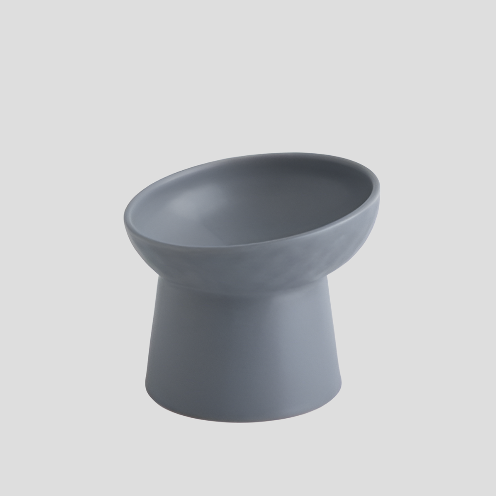 Nordic Tilted Cat Bowl | Ceramic Raised Feeder | Ergonomic Design | Easy Clean