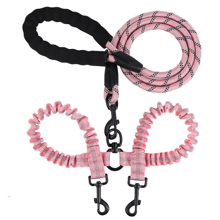 2-in-1 Double Dog Lead with 360° Swivel – Tangle-Free & Shock-Absorbing