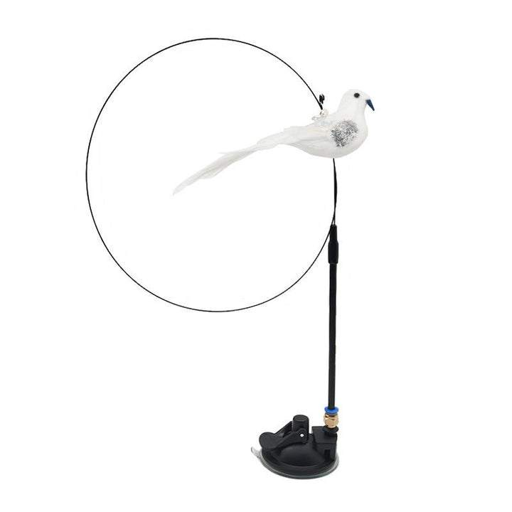 Hands-Free Interactive Cat Wand Toy with Natural Feathers & Suction Cup