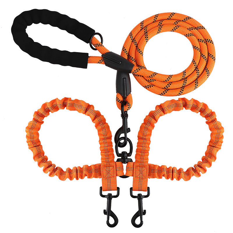 2-in-1 Double Dog Lead with 360° Swivel – Tangle-Free & Shock-Absorbing