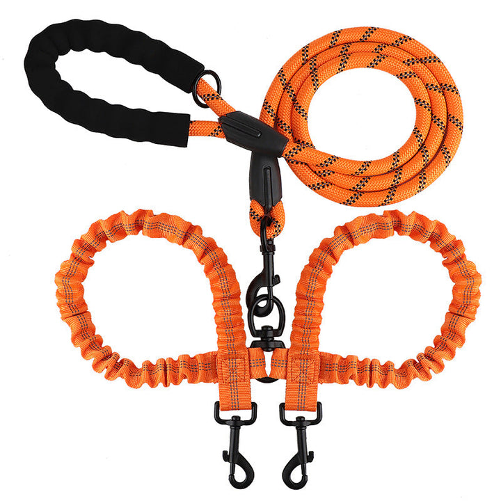 2-in-1 Double Dog Lead with 360° Swivel – Tangle-Free & Shock-Absorbing