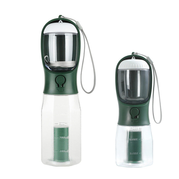 3 in 1 portable dog water bottle with food container and poop bag