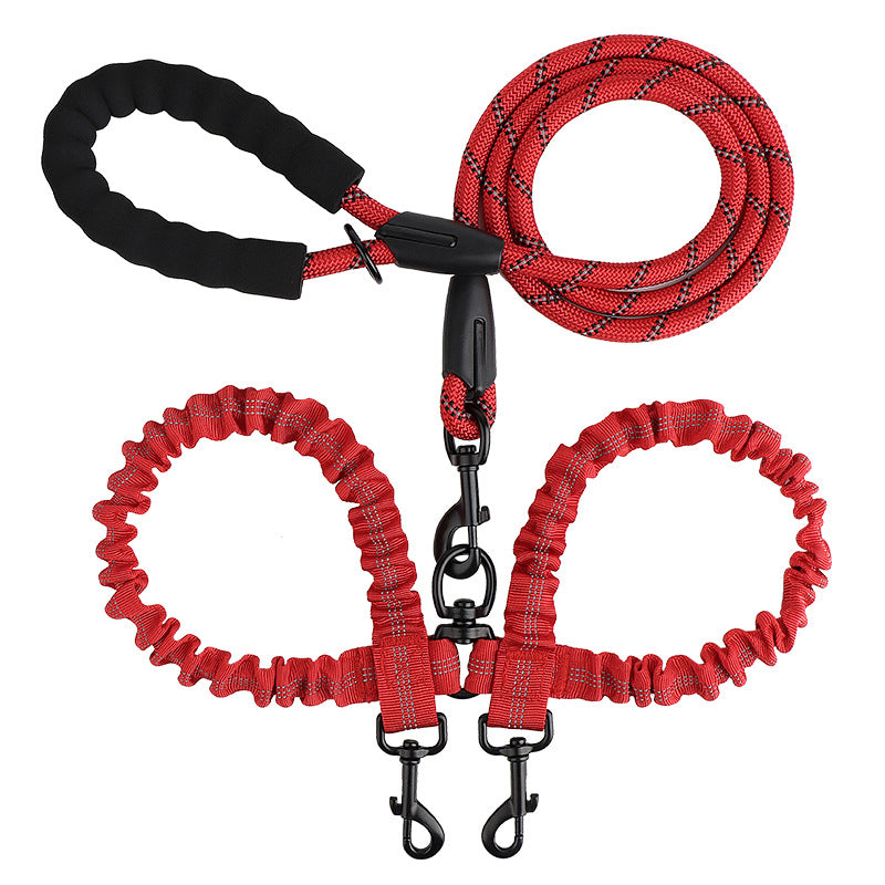 2-in-1 Double Dog Lead with 360° Swivel – Tangle-Free & Shock-Absorbing