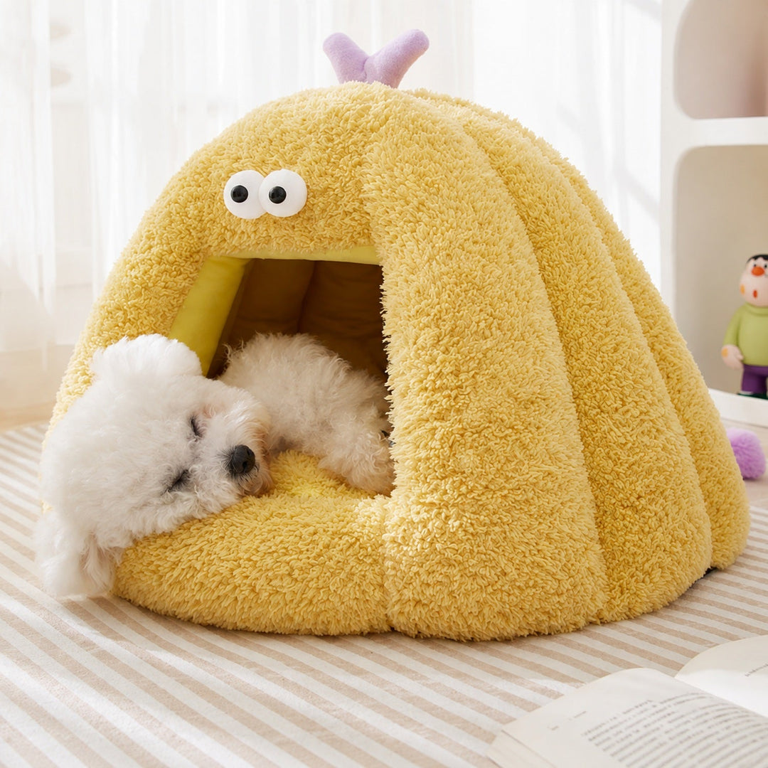 Dog Bed & Cat Bed | Silly Monster House | Soft Plush, Removable Cushion & Non-Slip Base