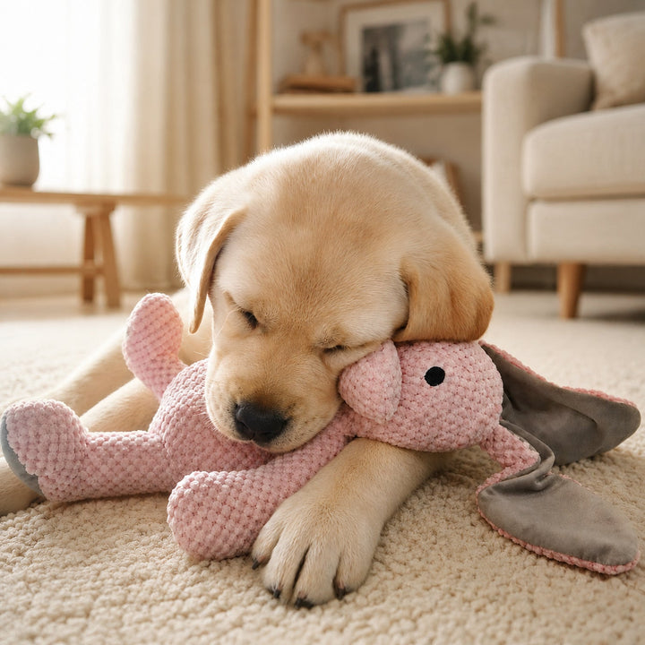 Pink Bunny Plush Dog Toy | Large Squeaky Chew Toy | Soft Interactive Play