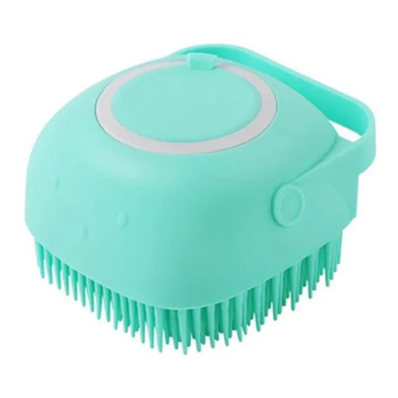 Silicone Dog Bath Massage Gloves | Pet Grooming Brush with Shampoo Dispenser