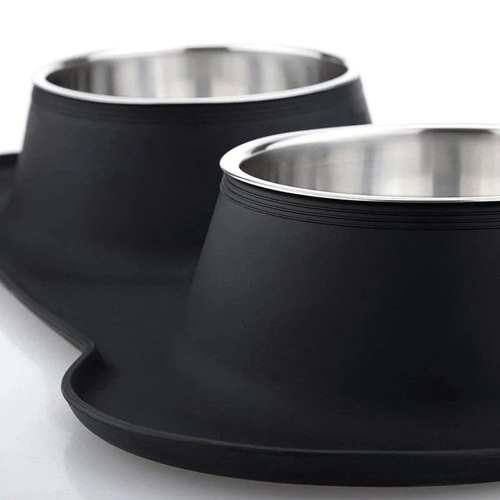 Anti-Slip Double Dog Bowl | Stainless Steel | Silicone Mat Base | Food & Water Feeder