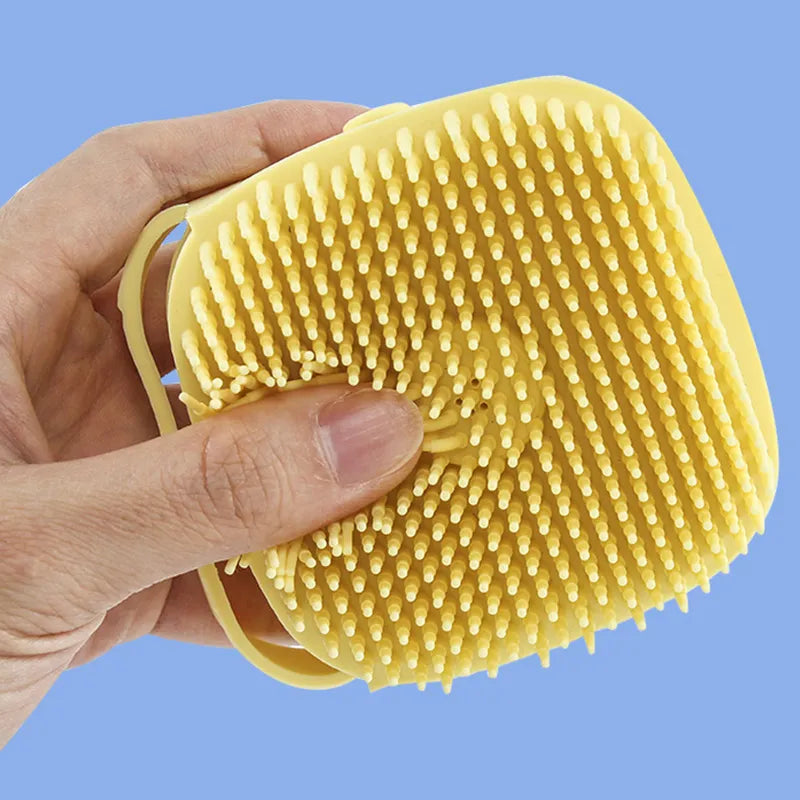 Silicone Dog Bath Massage Gloves | Pet Grooming Brush with Shampoo Dispenser