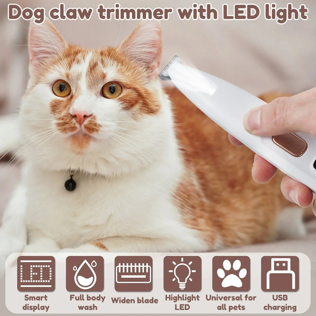 Waterproof Pet Paw Trimmer | LED Display Pet Hair Clippers | 1.8 cm Precision Grooming Blade