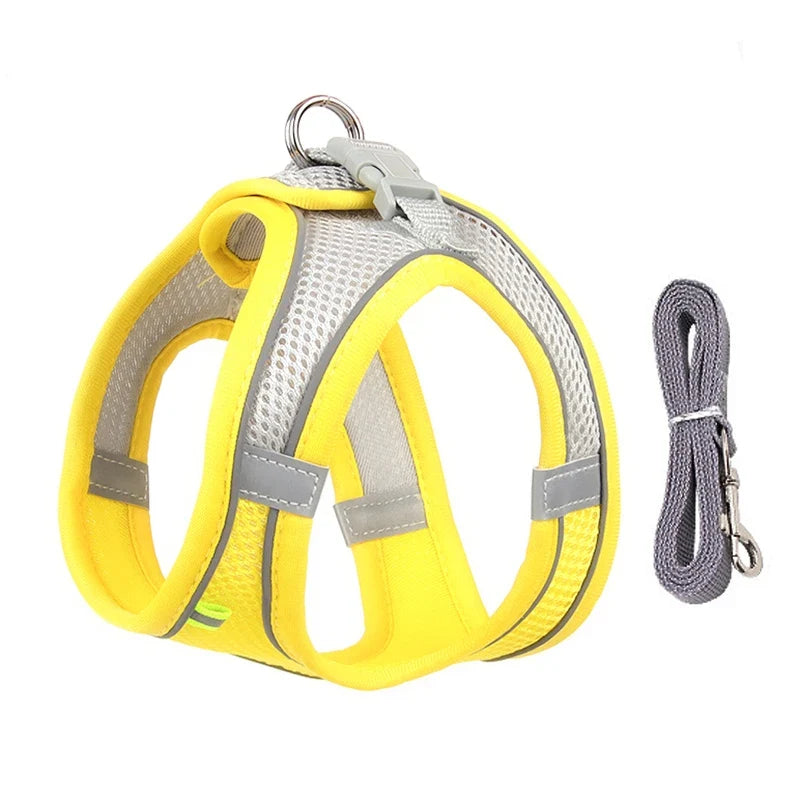 Dog Harness & Lead Set | Adjustable Fit | Breathable Vest | Reflective Outdoor Walking Set