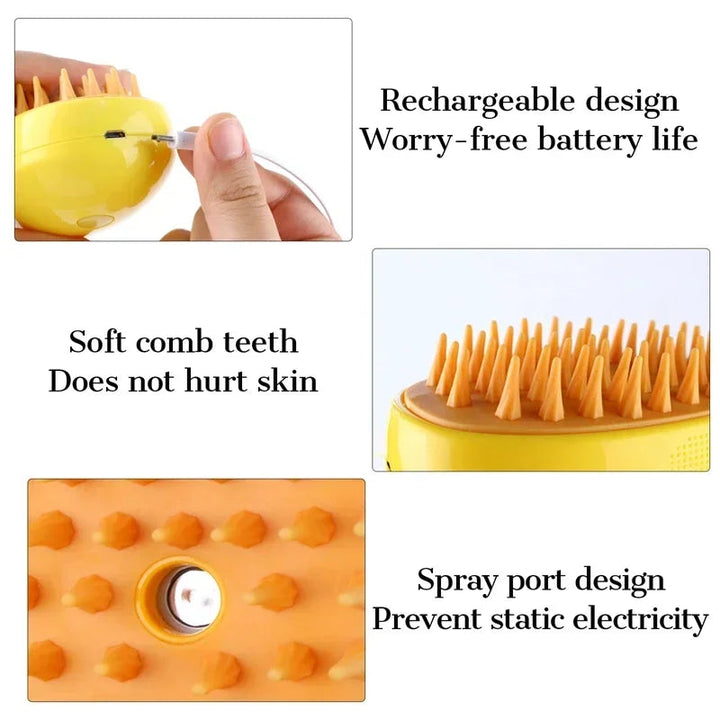 Electric Pet Grooming Brush | Soft Silicone Dog Comb with Water Spray | Hair Removal Tool