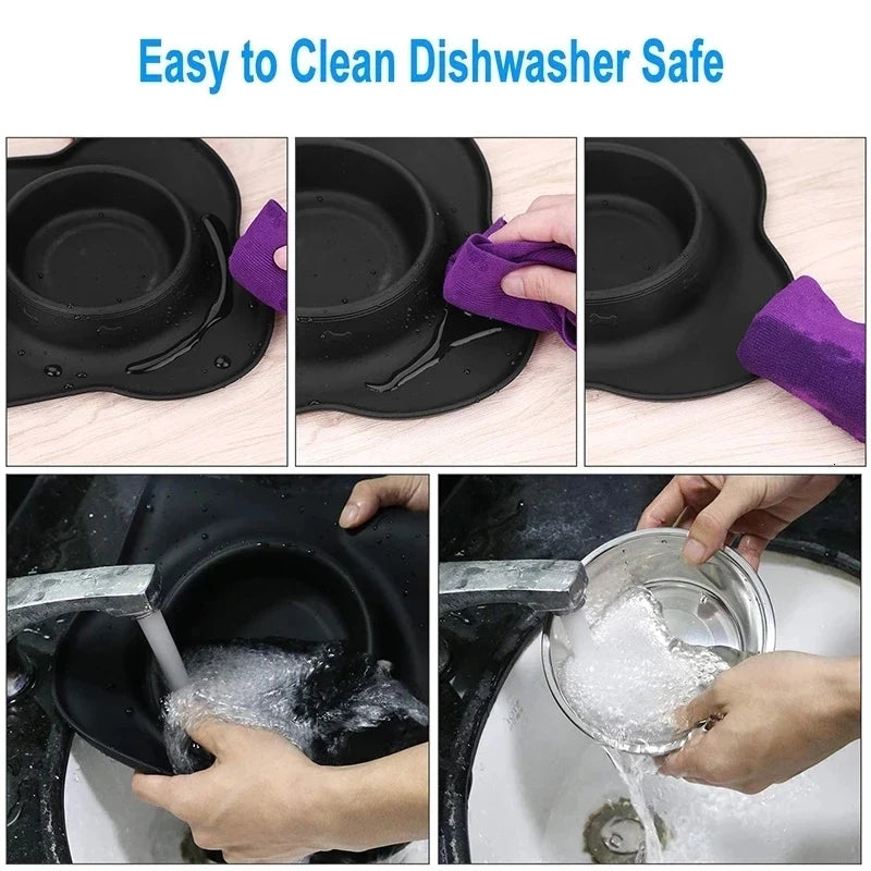 Anti-Slip Double Dog Bowl | Stainless Steel | Silicone Mat Base | Food & Water Feeder