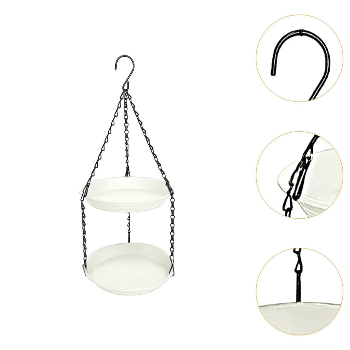 FeatherFeast Dual Bowl Hanging Bird Feeder