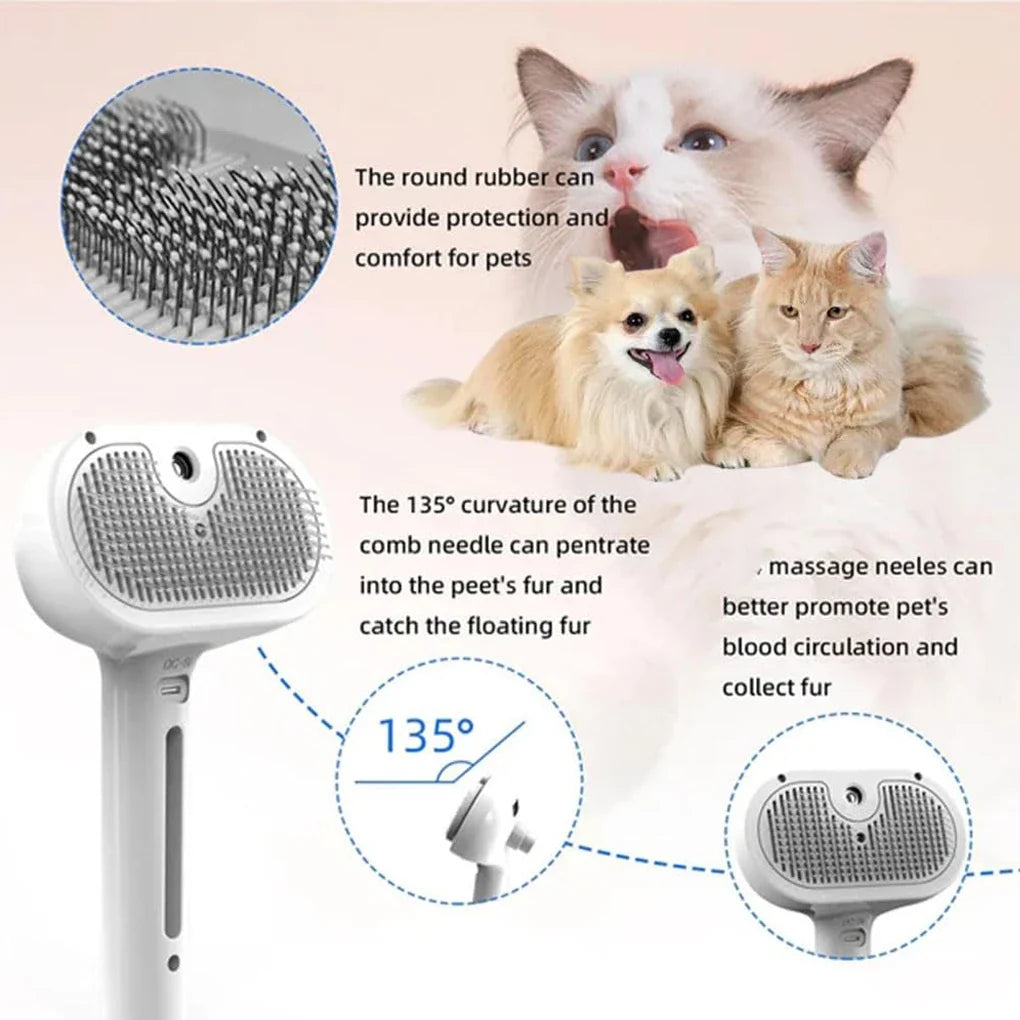 Pet Grooming Steam Brush | Luxury Pet Grooming Brush | Steam Spray Deshedding Tool