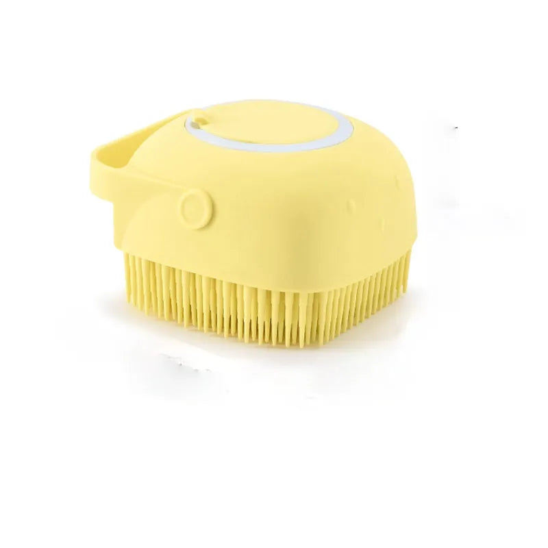 Silicone Dog Bath Massage Gloves | Pet Grooming Brush with Shampoo Dispenser