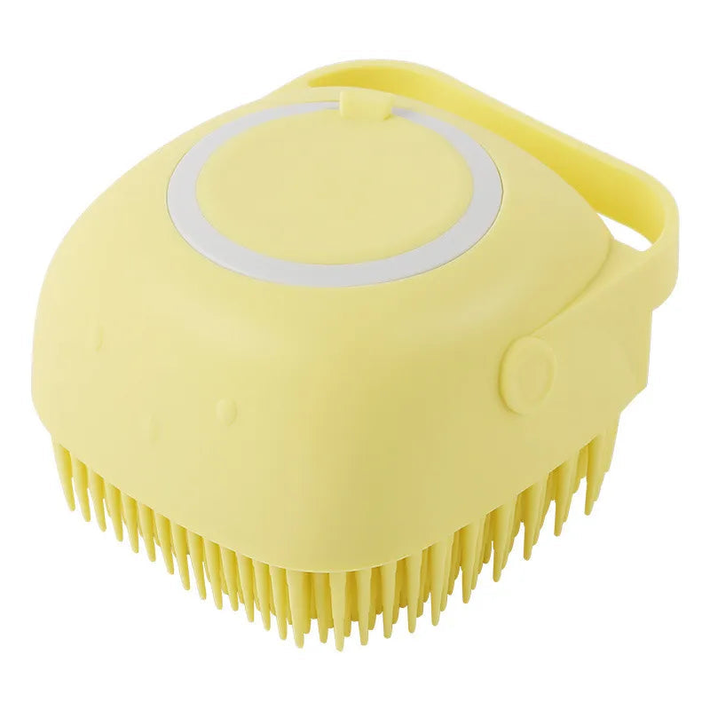 Silicone Dog Bath Massage Gloves | Pet Grooming Brush with Shampoo Dispenser