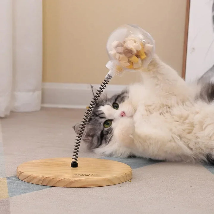 WoodlandWhirl Spring Turntable Cat Toy