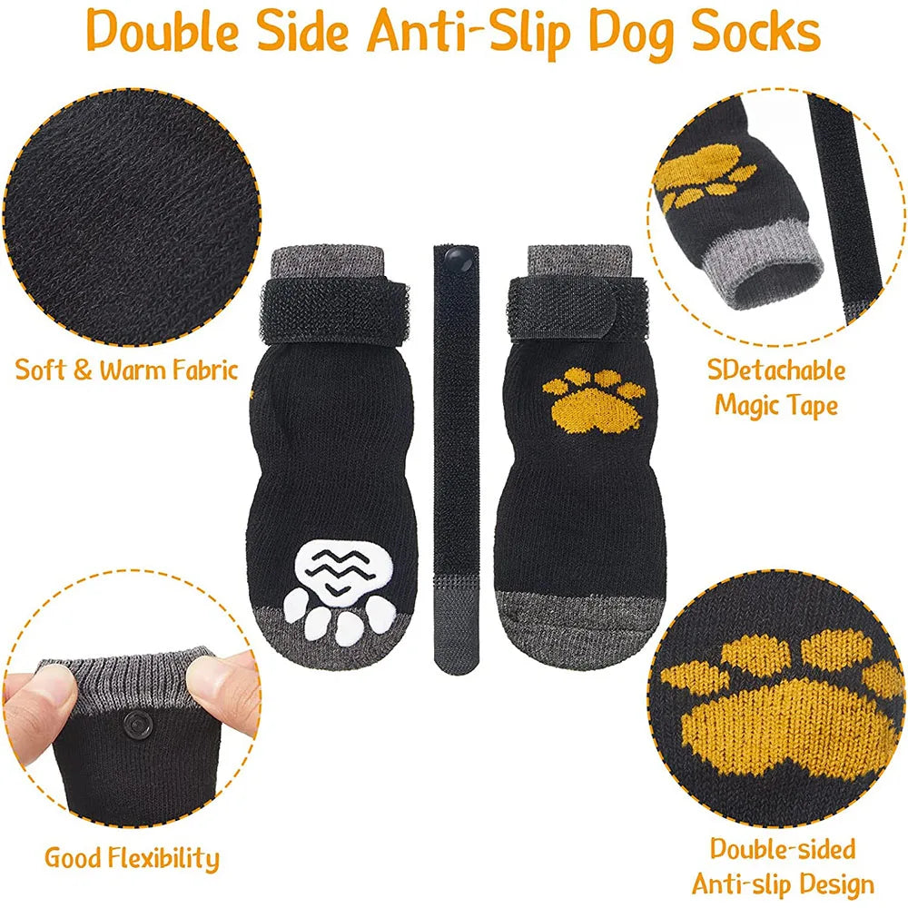 Dog Anti-Slip Socks | Knitted Breathable Fabric | Rubber Grip Indoor Paw Protectors | Sizes S–L
