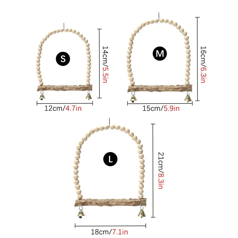 BellPerch Wooden Bird Swing