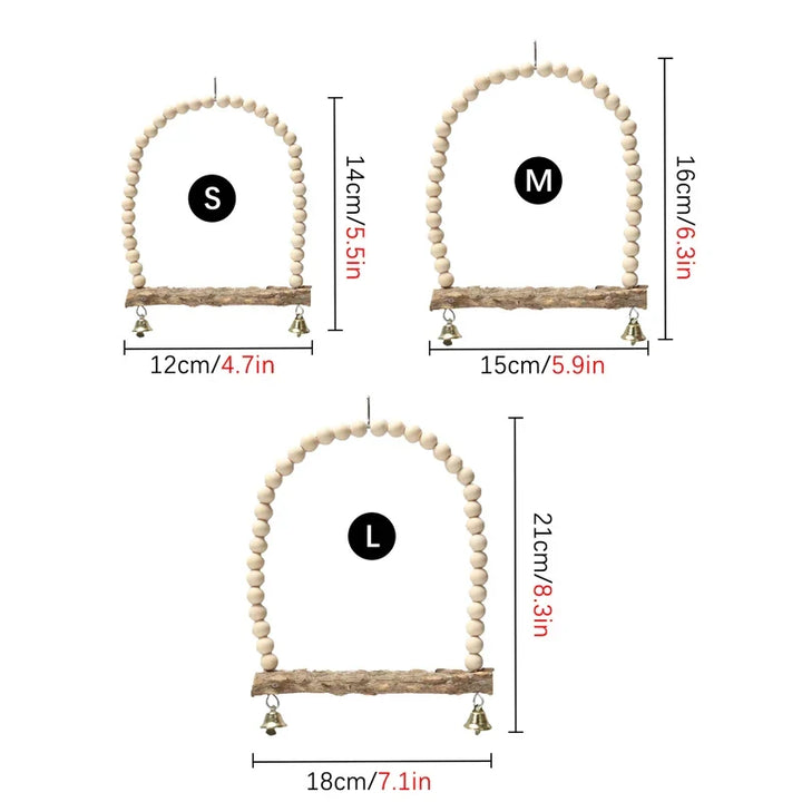 BellPerch Wooden Bird Swing