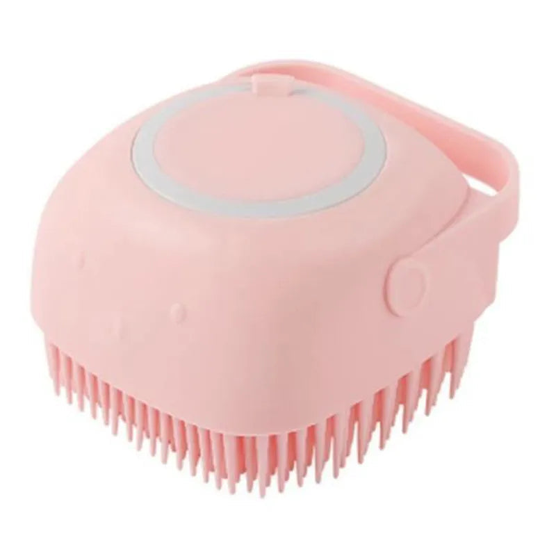 Silicone Dog Bath Massage Gloves | Pet Grooming Brush with Shampoo Dispenser