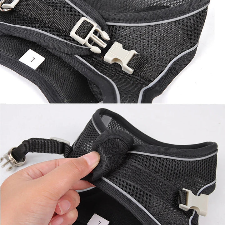 Dog Harness & Lead Set | Adjustable Fit | Breathable Vest | Reflective Outdoor Walking Set