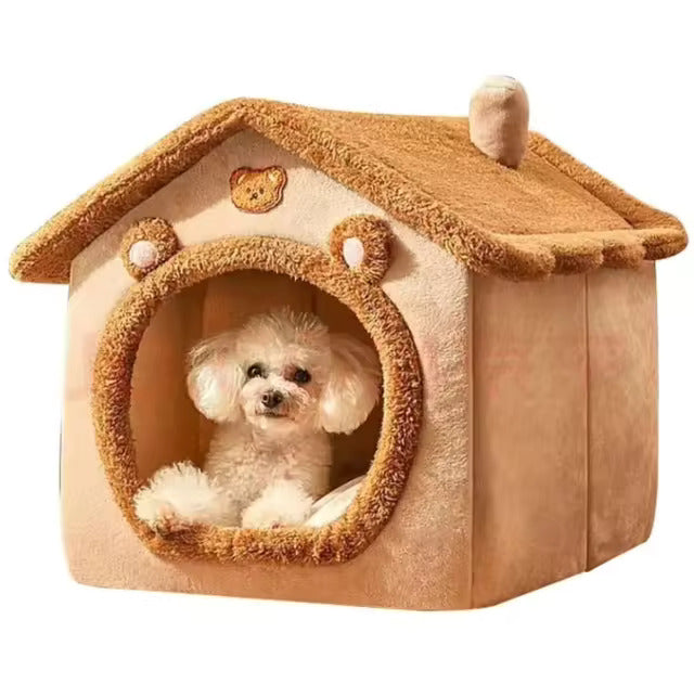 Foldable Dog House Bed | Soft Cushion Fabric | Portable Warm Kennel