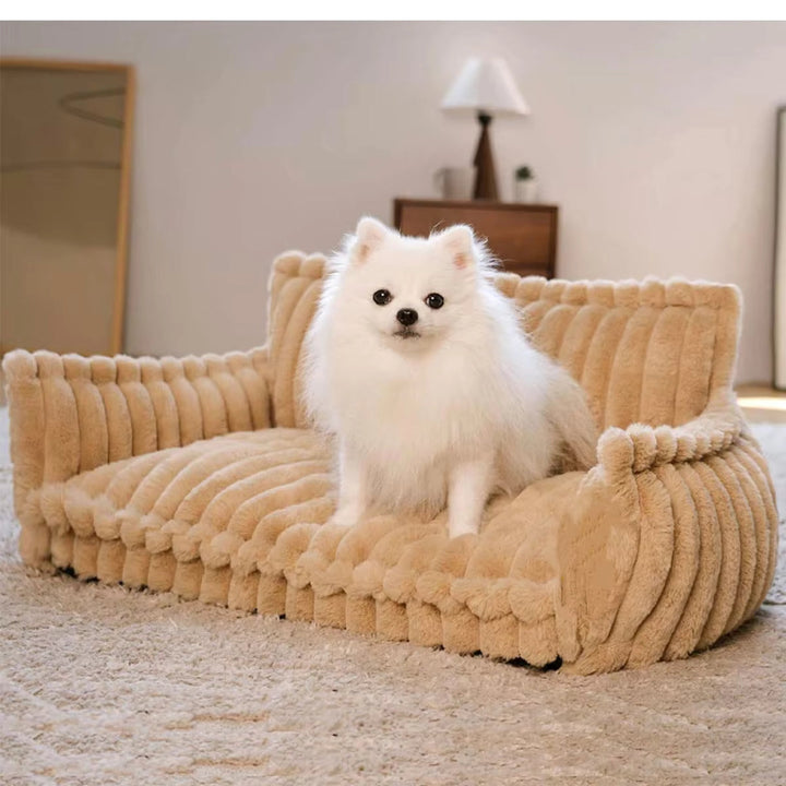 Orthopedic Dog Sofa Bed | Fluffy Plush Fabric | Washable Cushion, Supportive Comfort