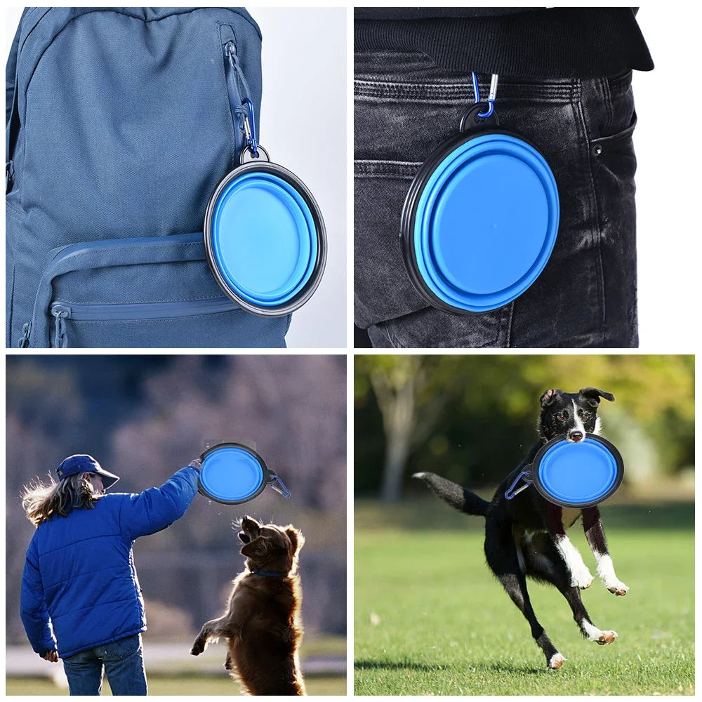 Collapsible Pet Silicone Dog Food & Water Bowl