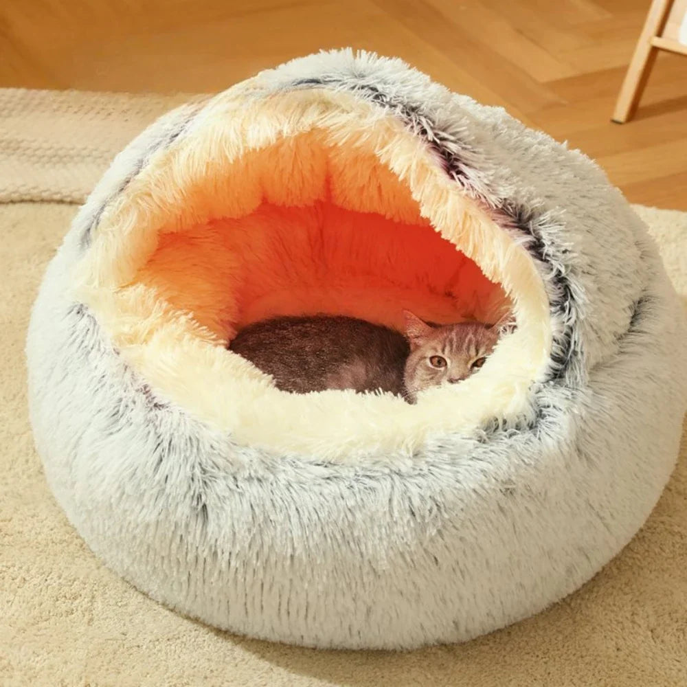 CozyCircle 2-in-1 Semi-Enclosed Round Cat & Pet Bed