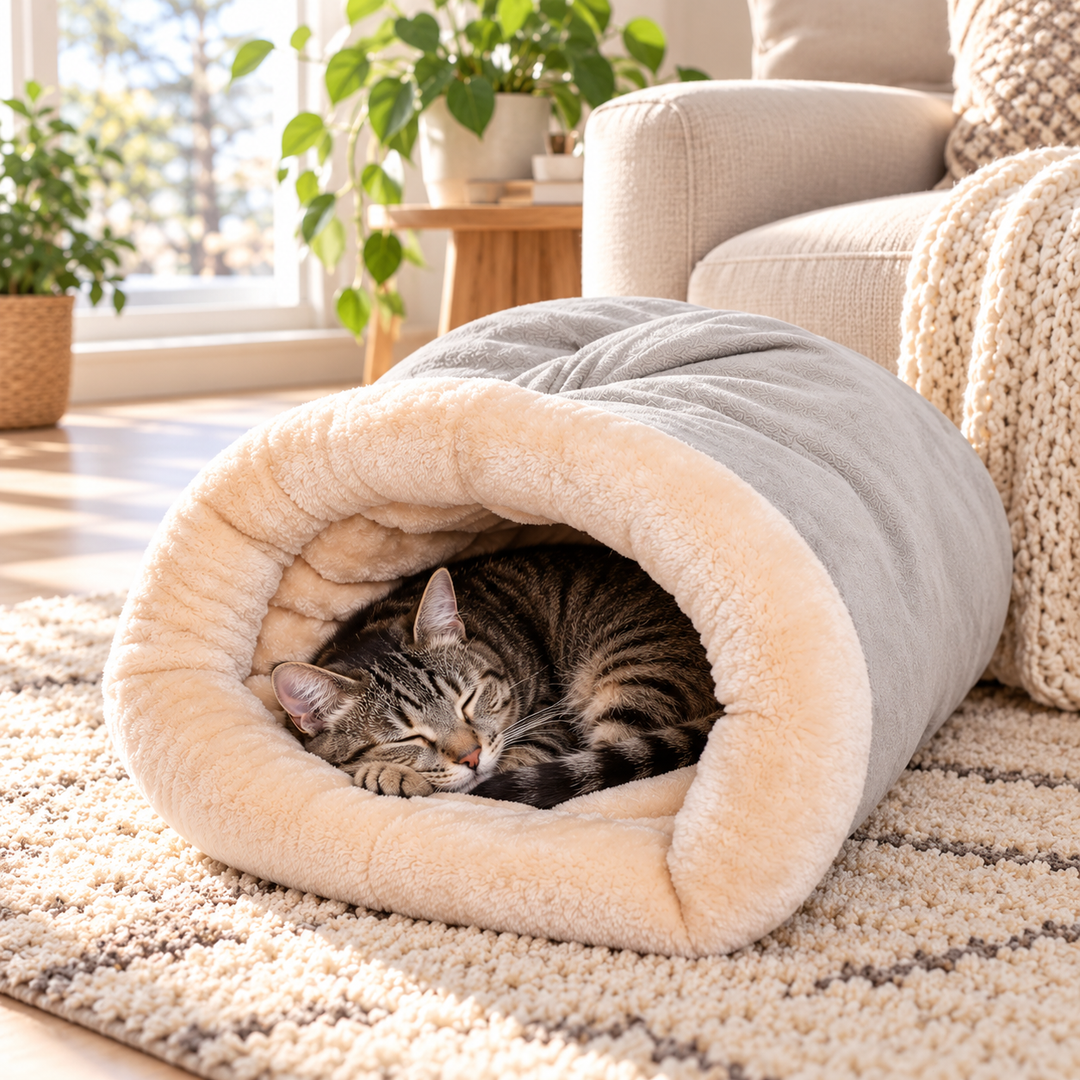 CozyNest Semi-Enclosed Winter Cat Sleeping Bag