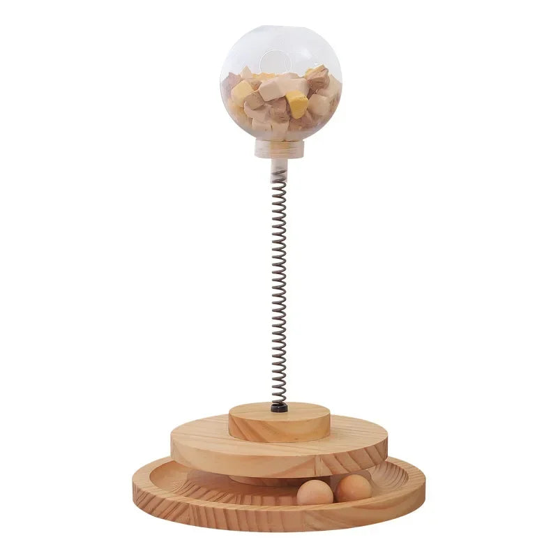 WoodlandWhirl Spring Turntable Cat Toy