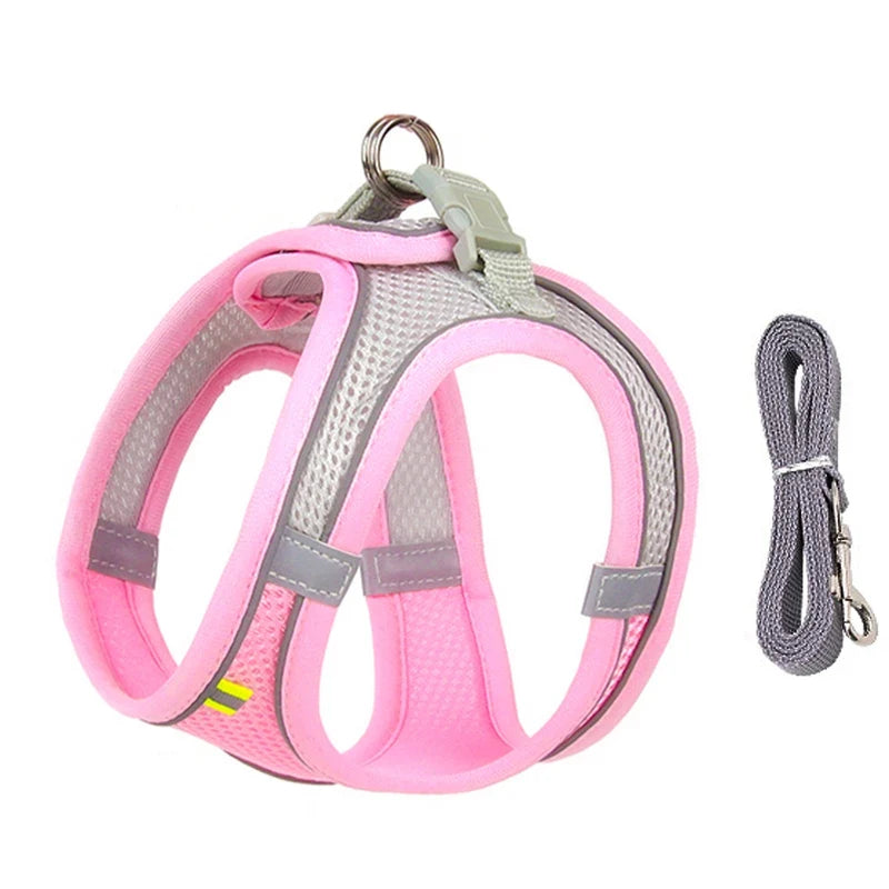 Dog Harness & Lead Set | Adjustable Fit | Breathable Vest | Reflective Outdoor Walking Set