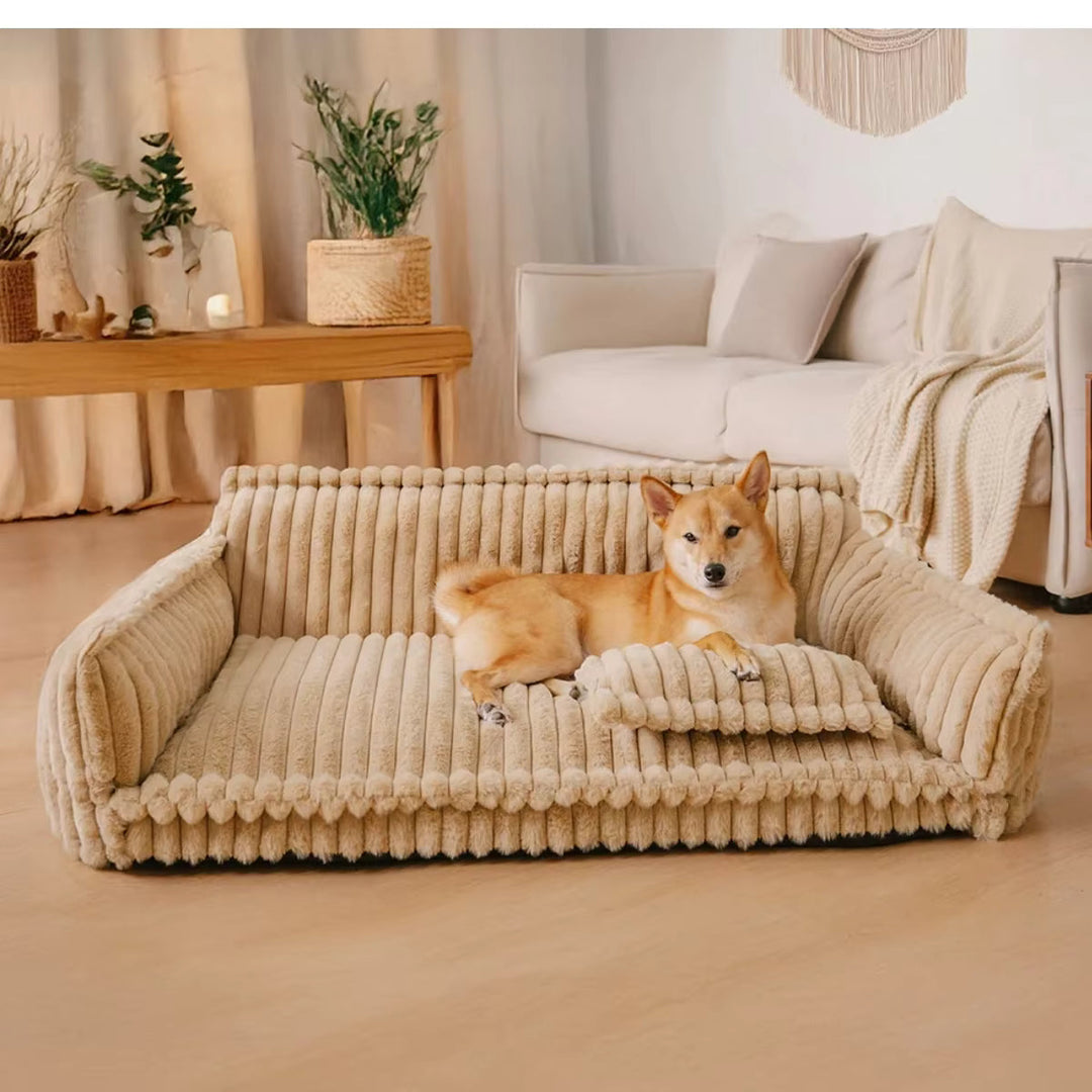 Orthopedic Dog Sofa Bed | Fluffy Plush Fabric | Washable Cushion, Supportive Comfort
