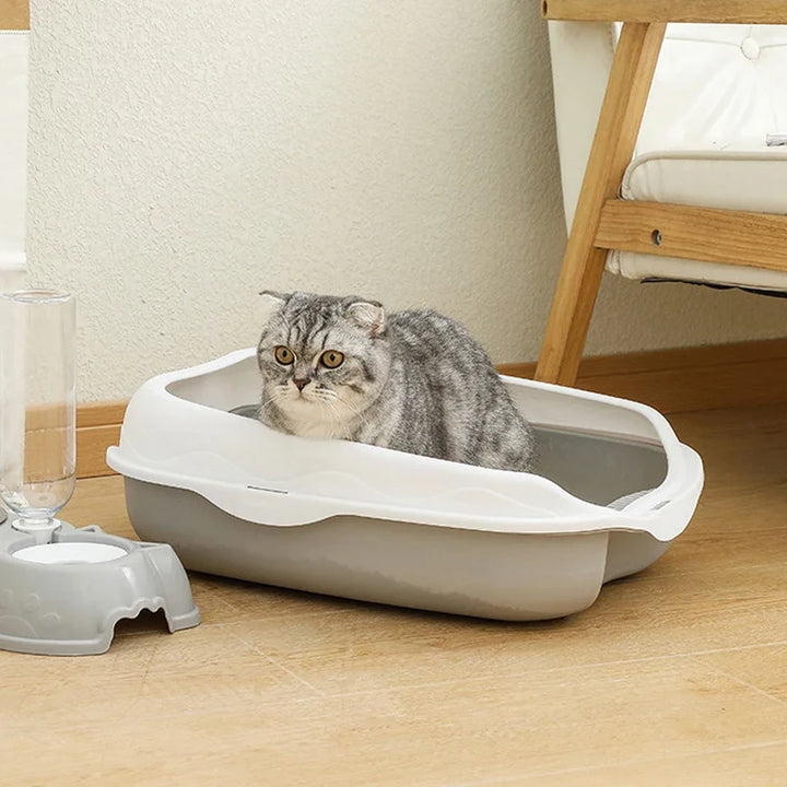 Semi-Enclosed Cat Litter Box | Anti-Splash PP Toilet Tray