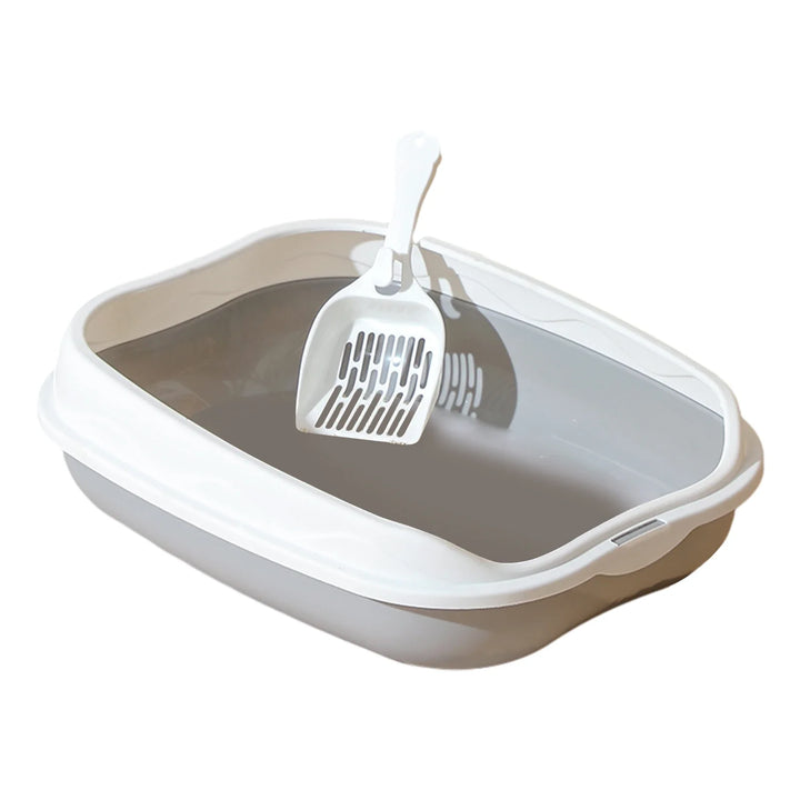 Semi-Enclosed Cat Litter Box | Anti-Splash PP Toilet Tray