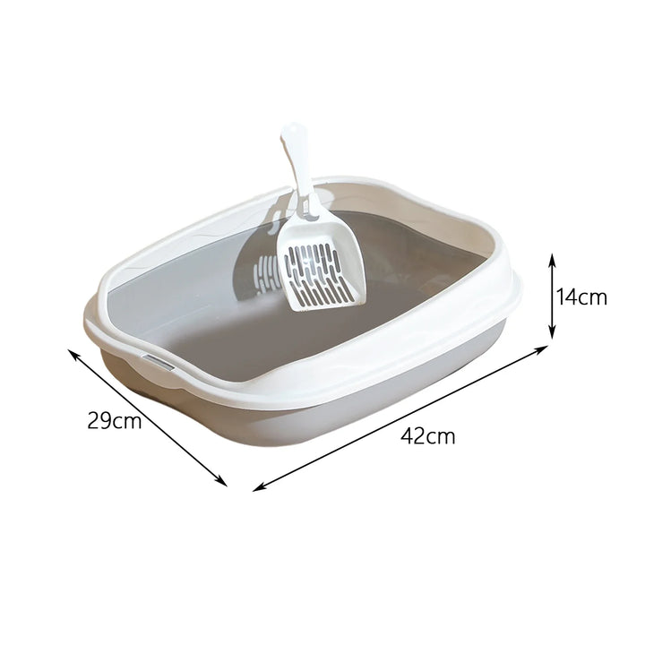 Semi-Enclosed Cat Litter Box | Anti-Splash PP Toilet Tray