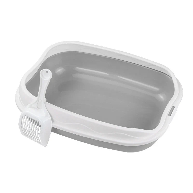 Semi-Enclosed Cat Litter Box | Anti-Splash PP Toilet Tray