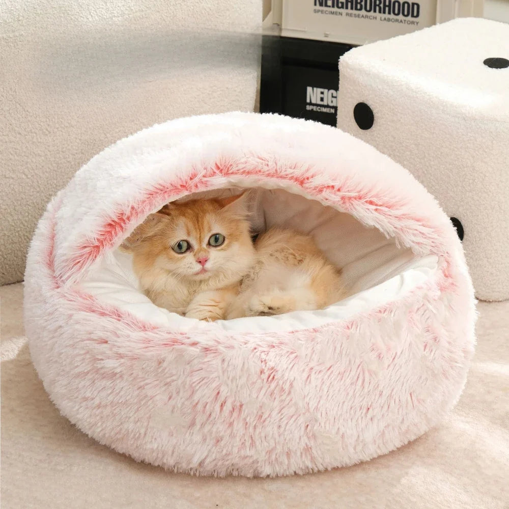 CozyCircle 2-in-1 Semi-Enclosed Round Cat & Pet Bed