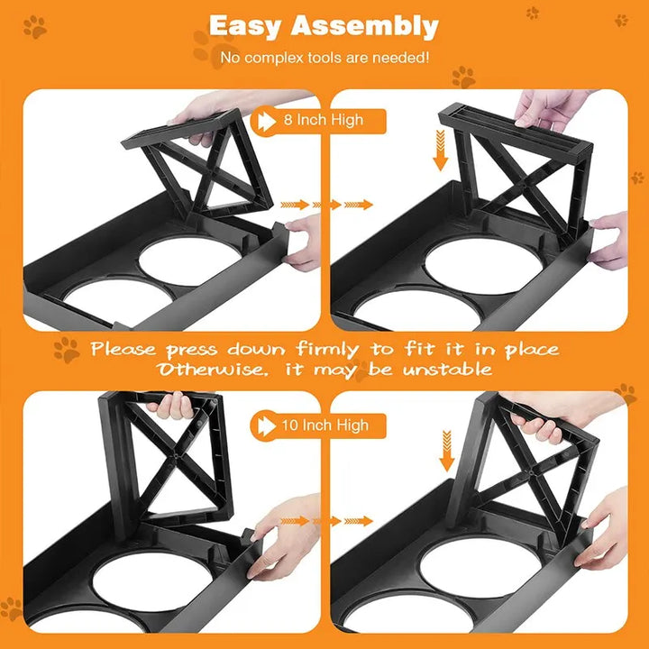 Adjustable Elevated Dog Bowl Stand | Slow Feeder | Healthier Eating Posture