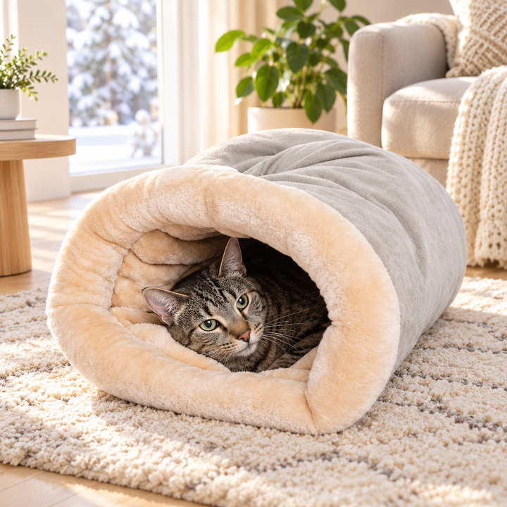 CozyNest Semi-Enclosed Winter Cat Sleeping Bag
