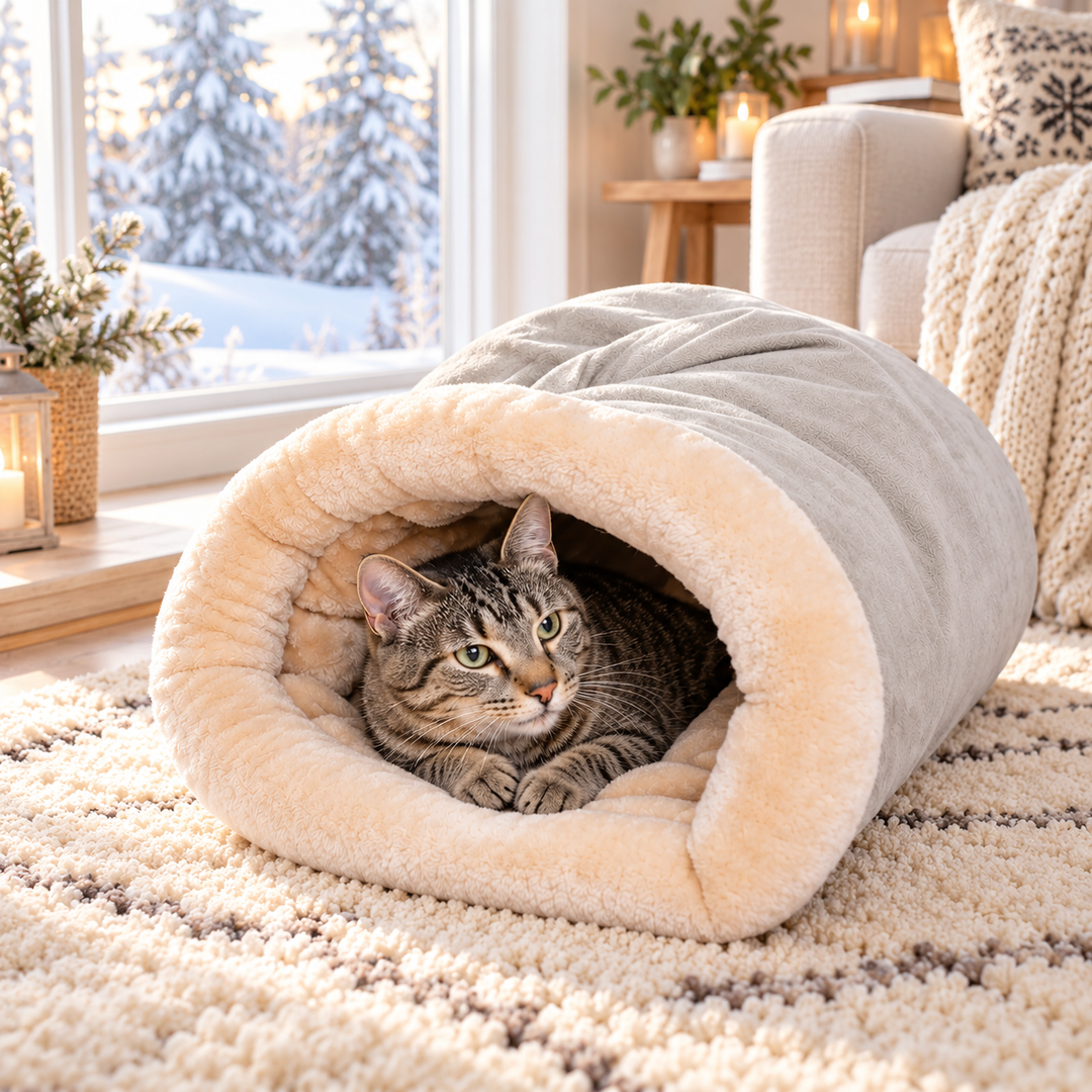 CozyNest Semi-Enclosed Winter Cat Sleeping Bag