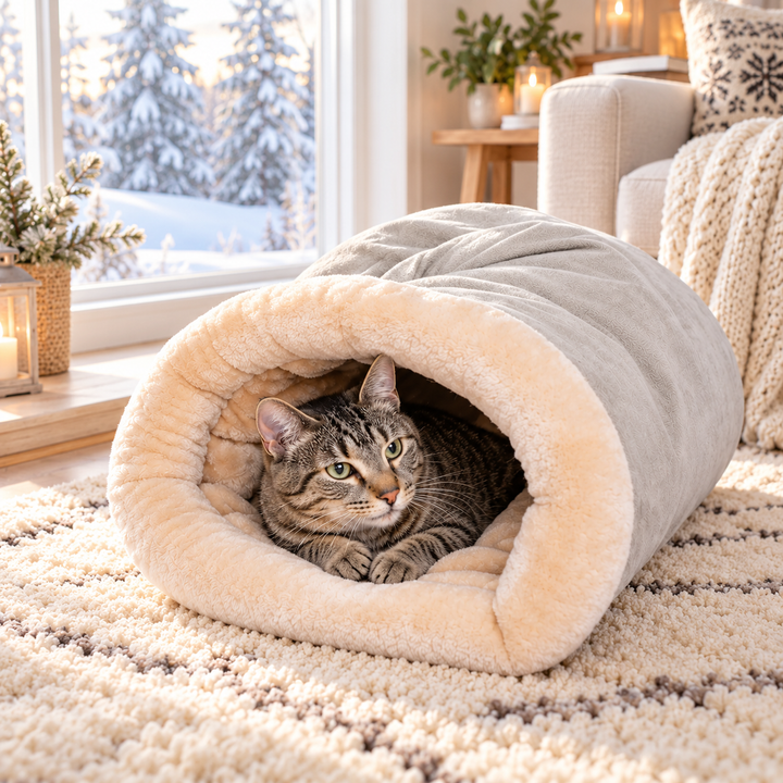 CozyNest Semi-Enclosed Winter Cat Sleeping Bag