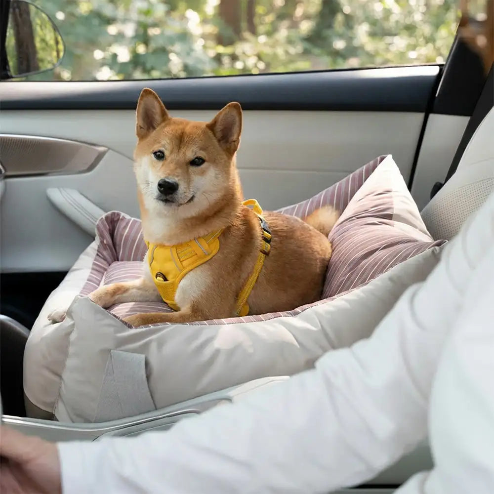 Dog Car Seat Bed | Water-Repellent Bolster Travel Seat | Non-Slip