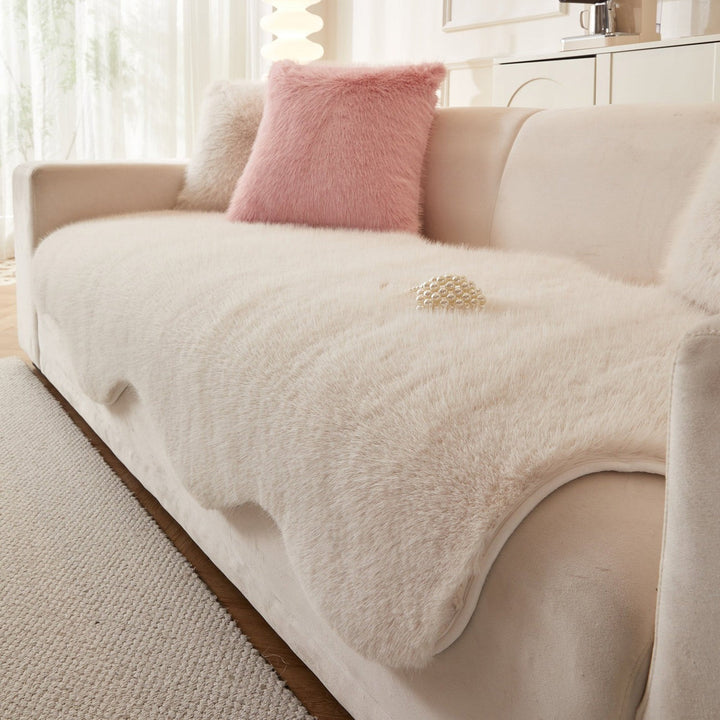 Scandinavian Plush Sofa Cover | Soft Washable Couch Protector