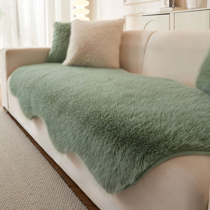 Scandinavian Plush Sofa Cover | Soft Washable Couch Protector