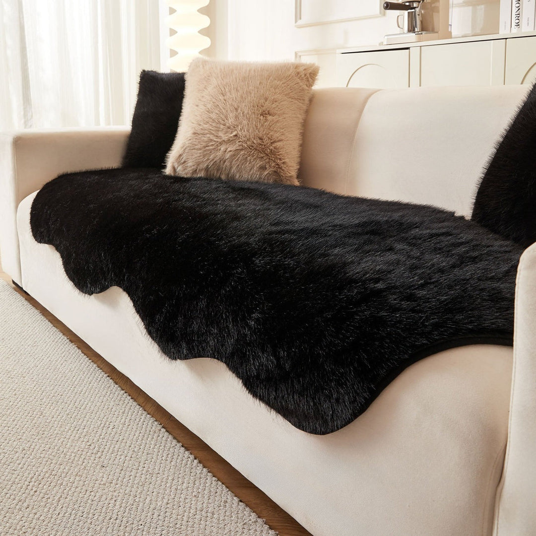 Scandinavian Plush Sofa Cover | Soft Washable Couch Protector