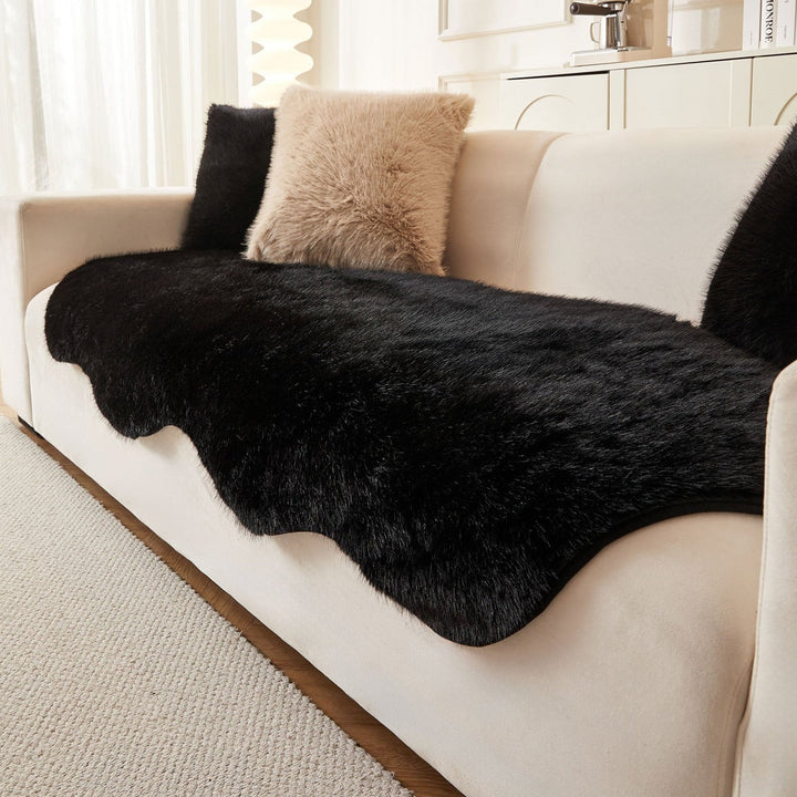 Scandinavian Plush Sofa Cover | Soft Washable Couch Protector