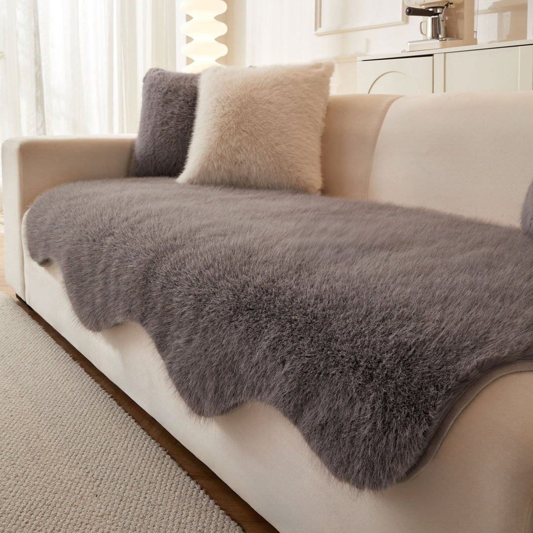 Scandinavian Plush Sofa Cover | Soft Washable Couch Protector